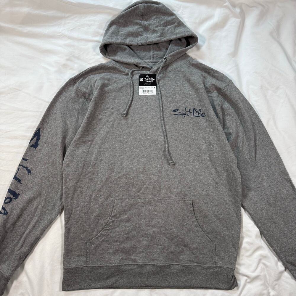 NWT Salt Life Gray Mens Hoodie Sweatshirt Size XL